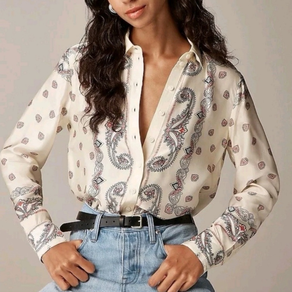J. Crew Cream Paisley Button Down Shirt